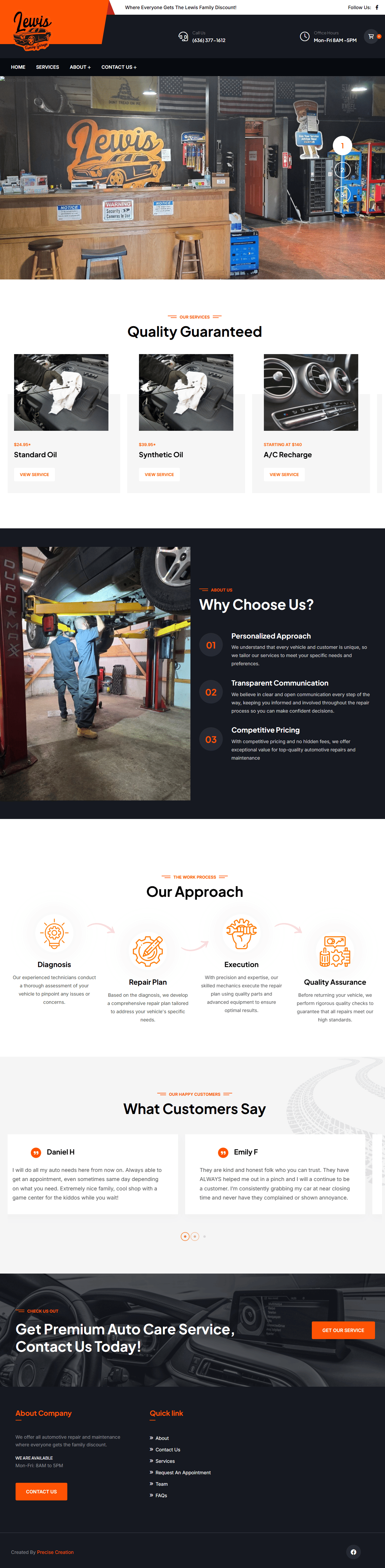 Lewis Family Garage homepage